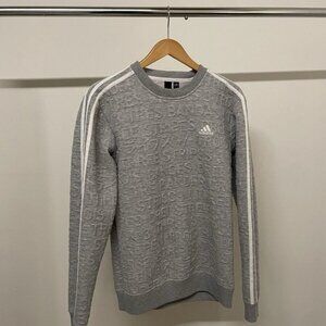 Adidas Monogram Crewneck – Size S – Grey Three‑Stripe Sleeve